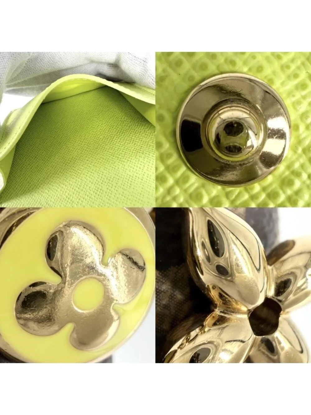 Louis Vuitton Bifold Wallet Pocket LV Charm Mini Zesty Lime Monogram Canvas